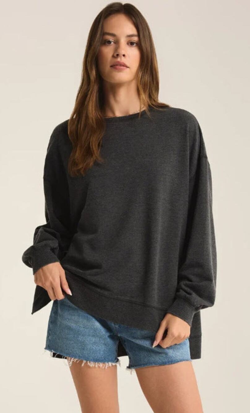 Z Supply Modern Weekender Sweatshirt Heather Charcoal Gray Size Medium